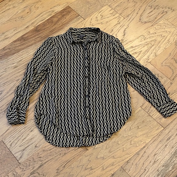 J. Crew Tops - J. Crew Black and Gold Chain Button Down Shirt